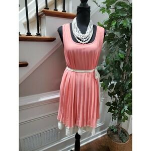Wrapper Women Coral100% Polyester Scoop Neck Sleeveless Knee Length Dress Size L